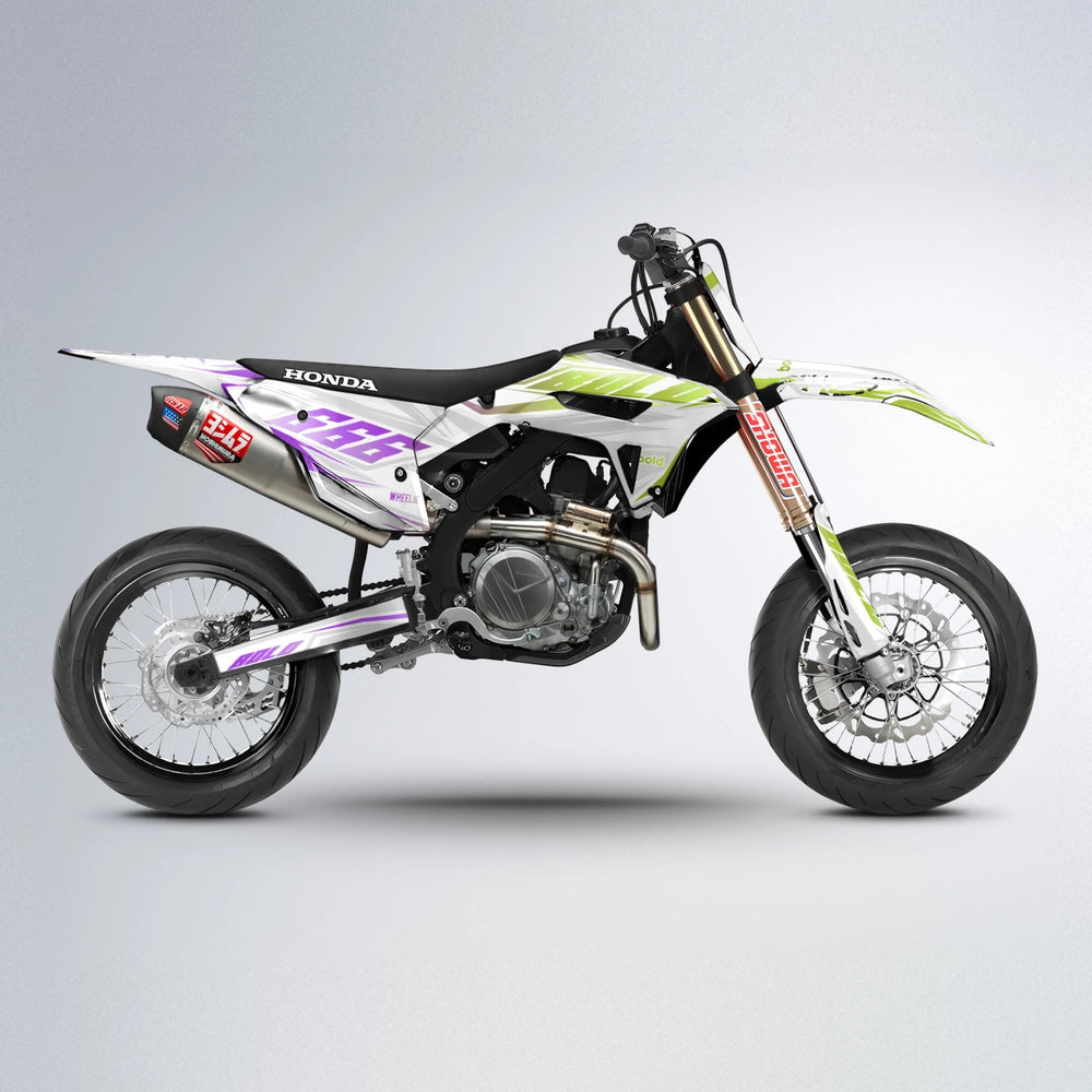 EKKE Honda supermoto graphics kit in Purple & Yellow