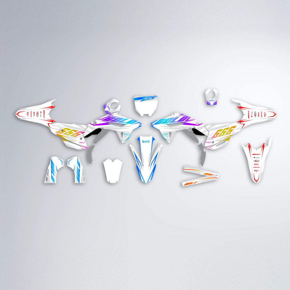 EKKE Honda graphics kit parts layout in Sunset Fade