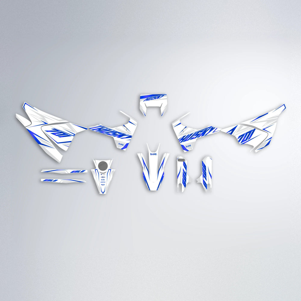 EKKE Husqvarna 701 graphics kit parts layout in Blue