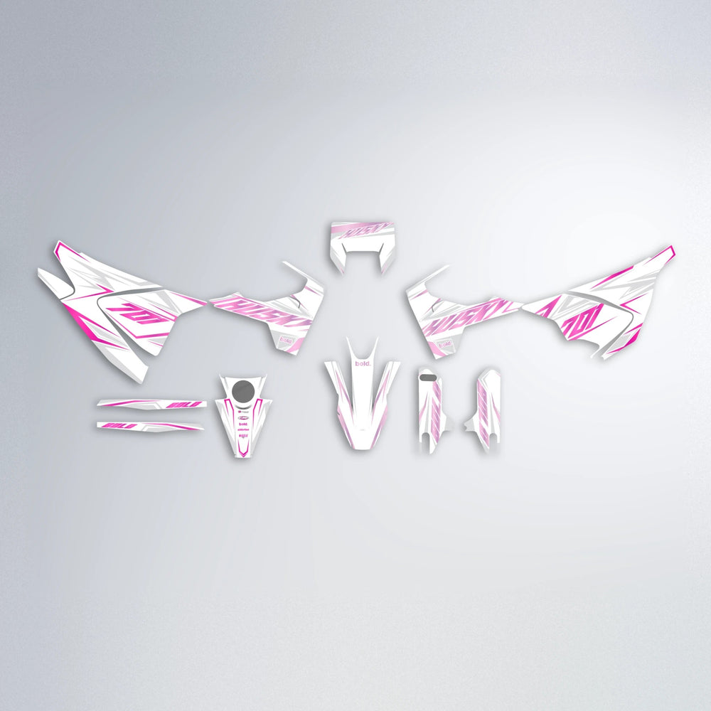 EKKE Husqvarna 701 graphics kit parts layout in Flamingo