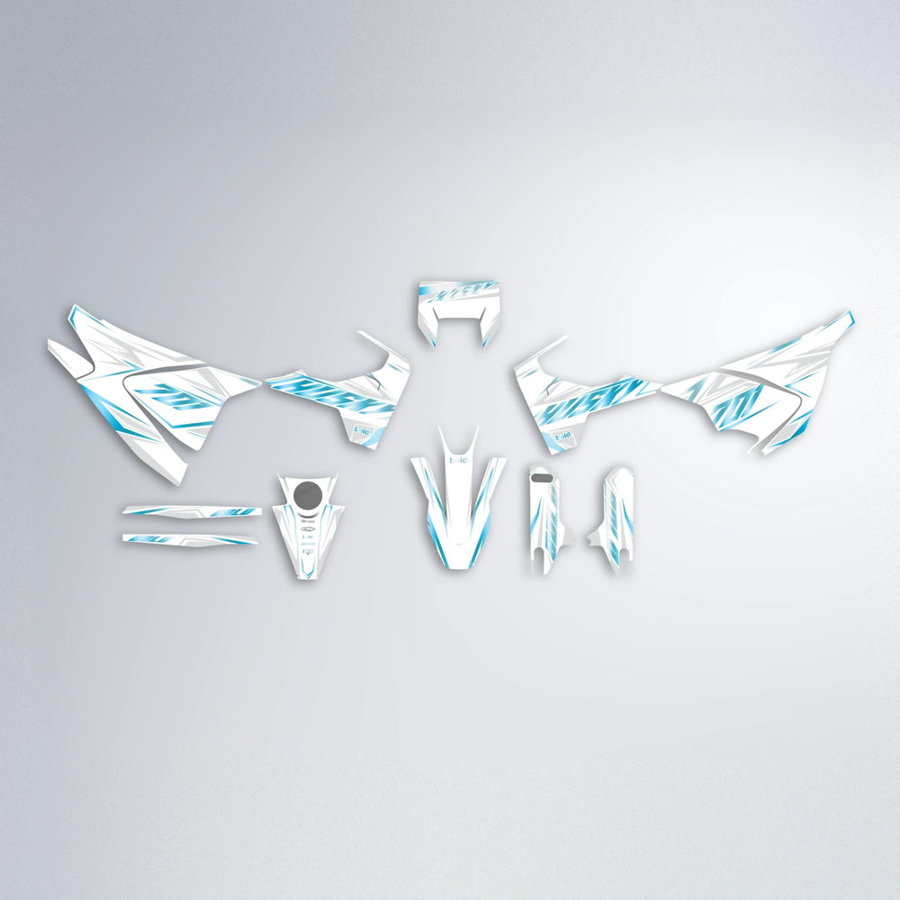 EKKE Husqvarna 701 graphics kit parts layout in Light Blue & White