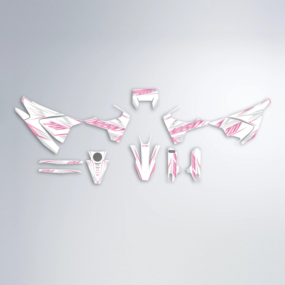 EKKE Husqvarna 701 graphics kit parts layout in Sakura Pink