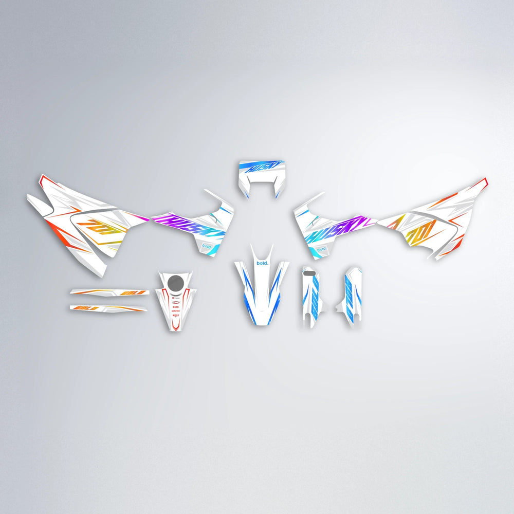 EKKE Husqvarna 701 graphics kit parts layout in Sunset Fade