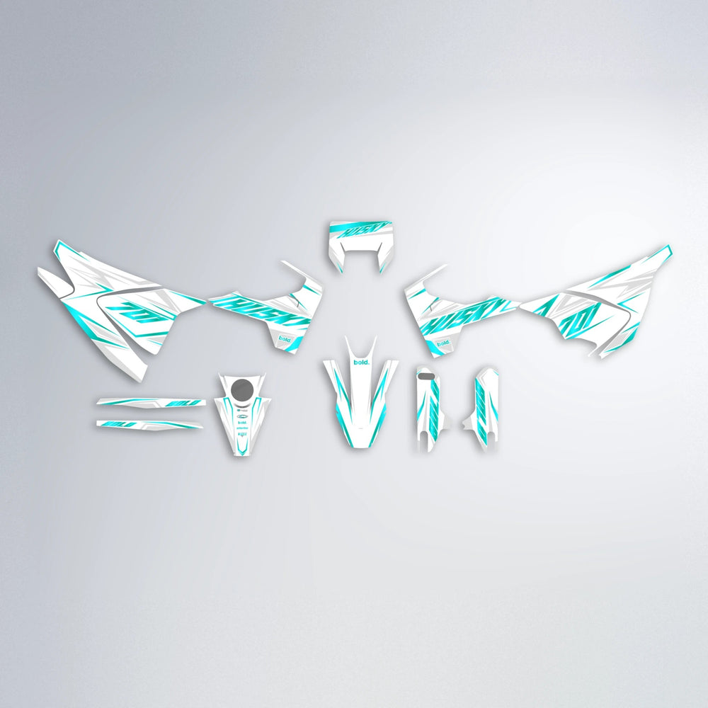 EKKE Husqvarna 701 graphics kit parts layout in Teal