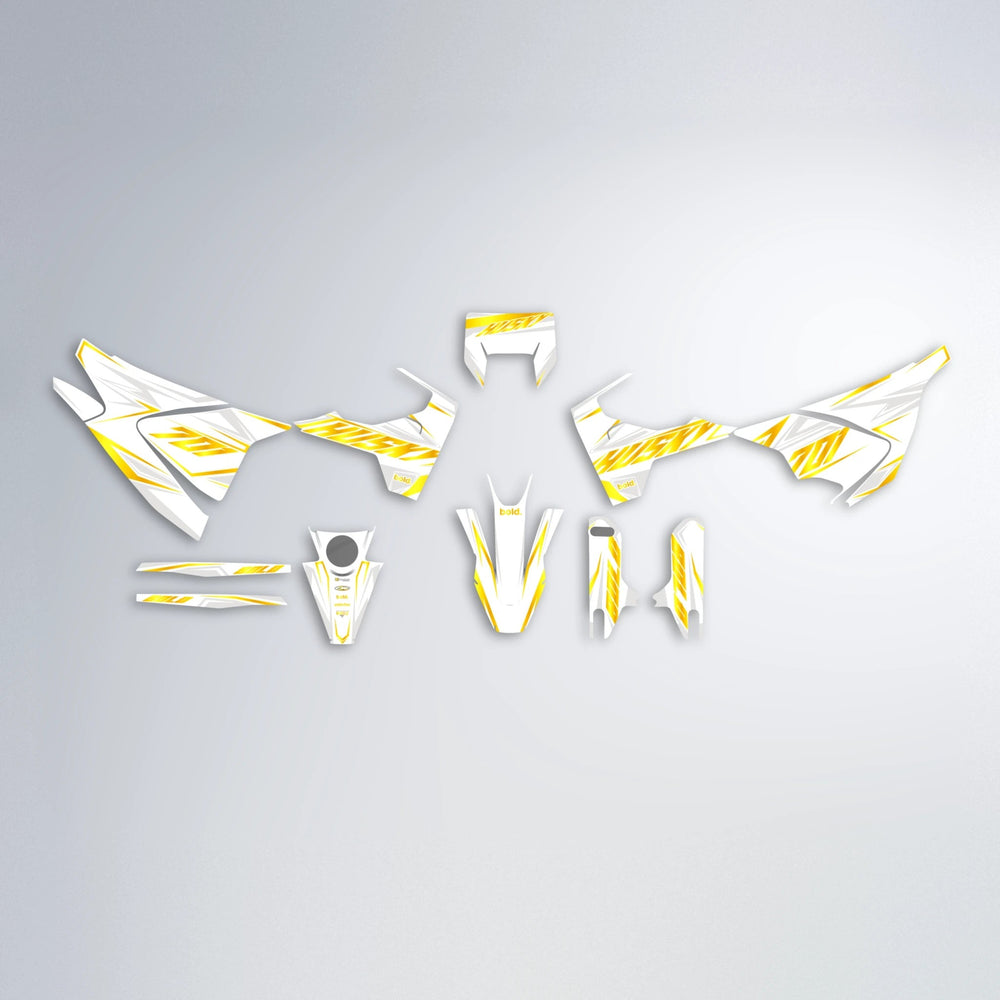 EKKE Husqvarna 701 graphics kit parts layout in Yellow
