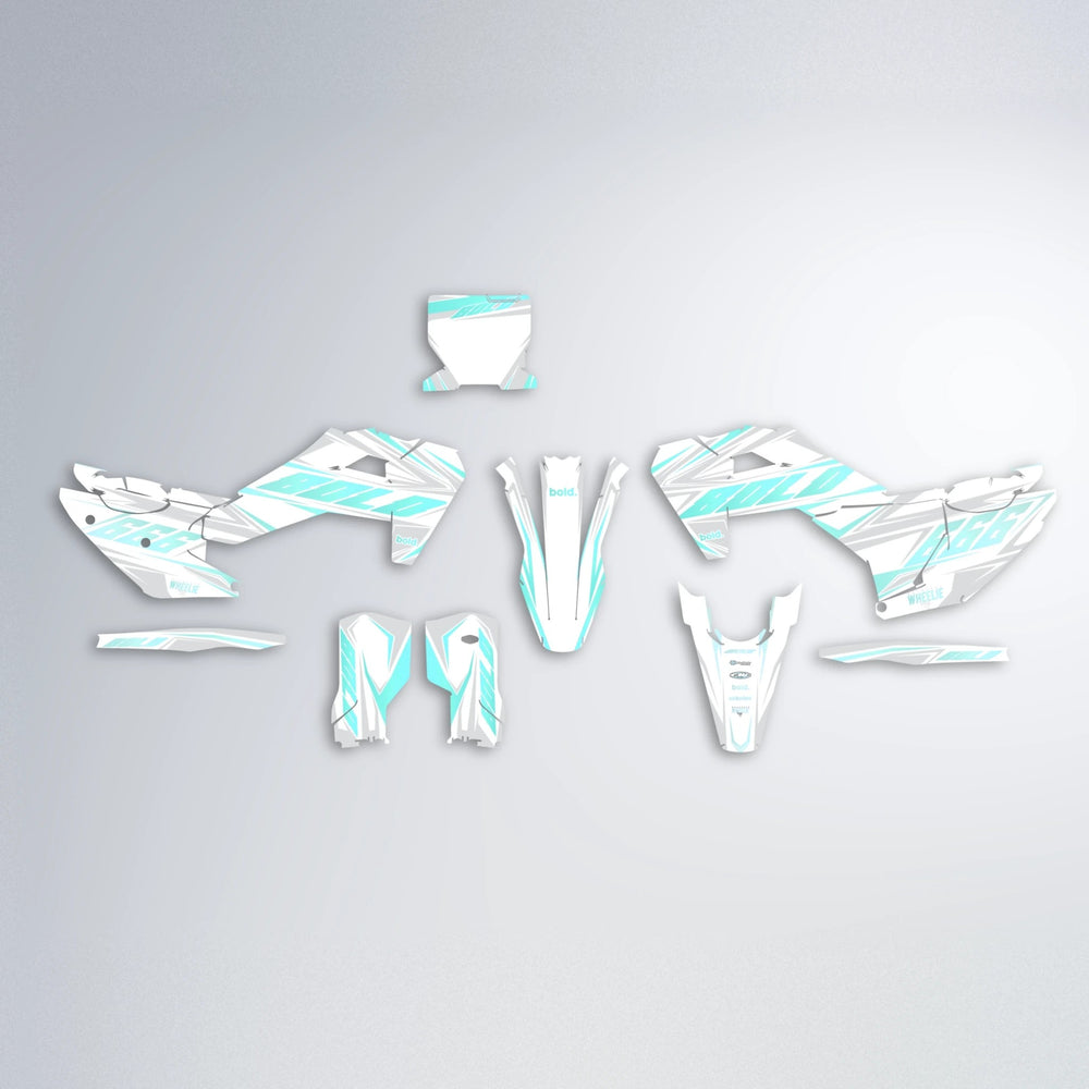 EKKE Husqvarna FE/TE graphics kit parts layout in Mint