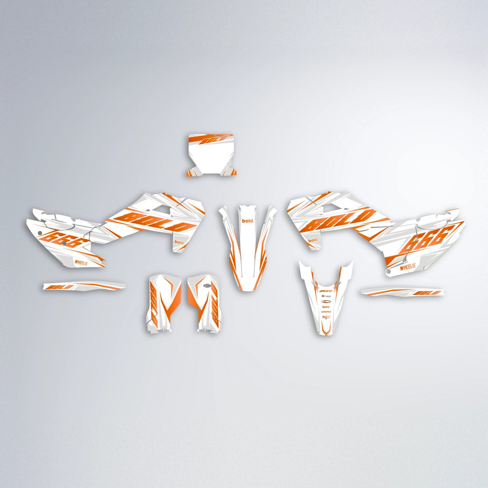 EKKE Husqvarna FE/TE graphics kit parts layout in Orange