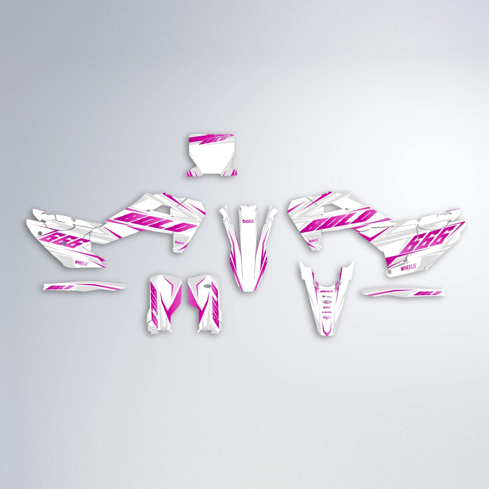 EKKE Husqvarna FE/TE graphics kit parts layout in Pink
