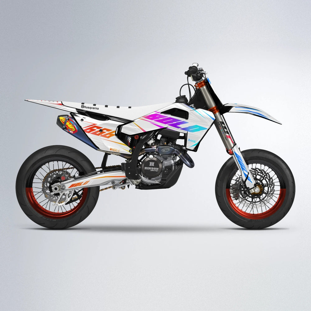 EKKE Husqvarna FE/TE supermoto graphics kit in Sunset Fade