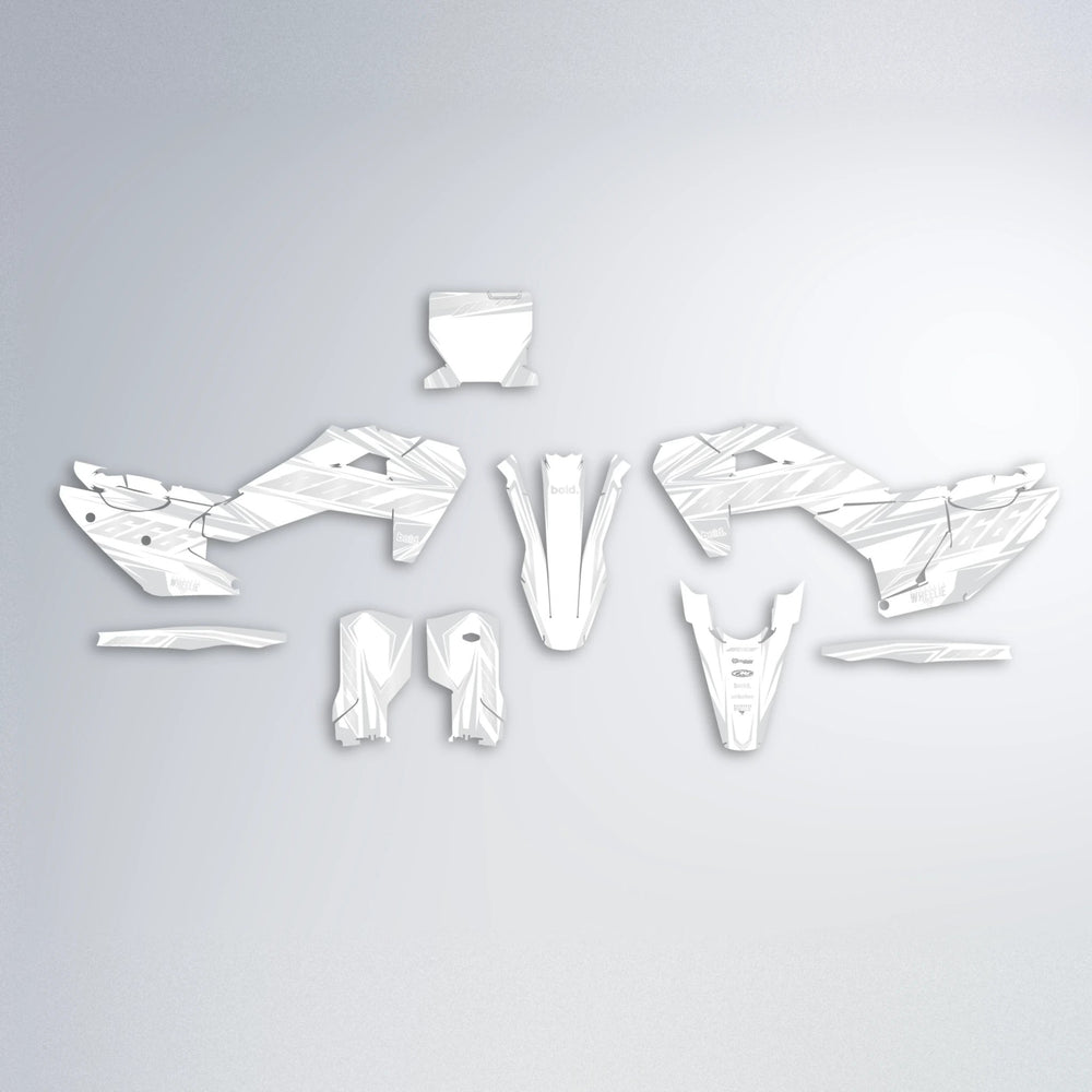 EKKE Husqvarna FE/TE graphics kit parts layout in White