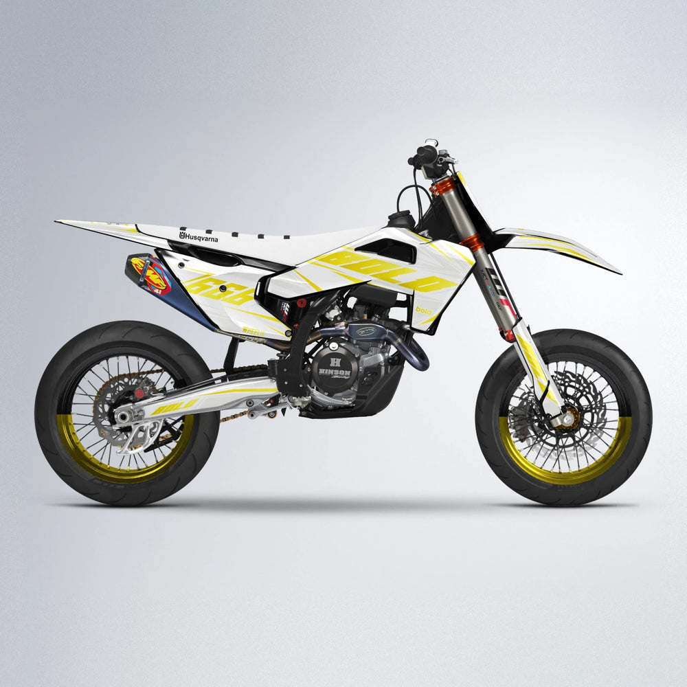 EKKE Husqvarna FE/TE supermoto graphics kit in Yellow