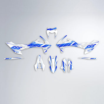 EKKE KTM SMC 690 graphics kit parts layout in Blue
