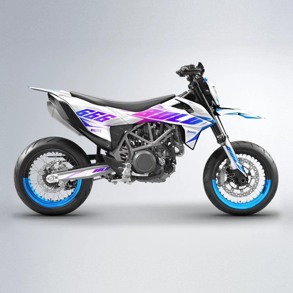 EKKE KTM SMC 690 supermoto graphics kit in Blue Purple Fade