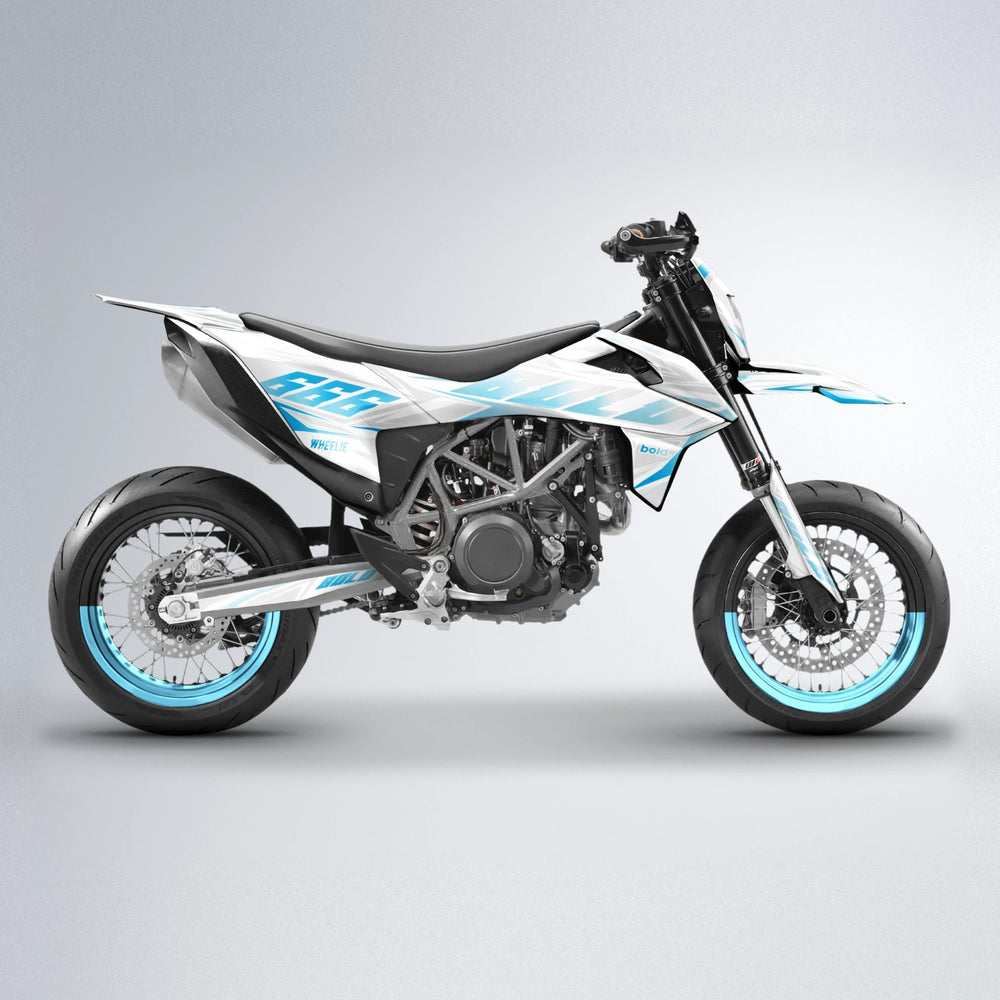 EKKE KTM SMC 690 supermoto graphics kit in Light Blue & White