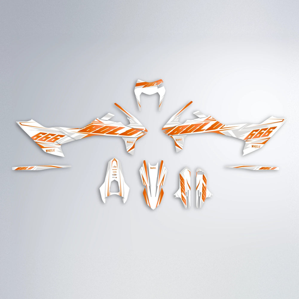 EKKE KTM SMC 690 graphics kit parts layout in Orange