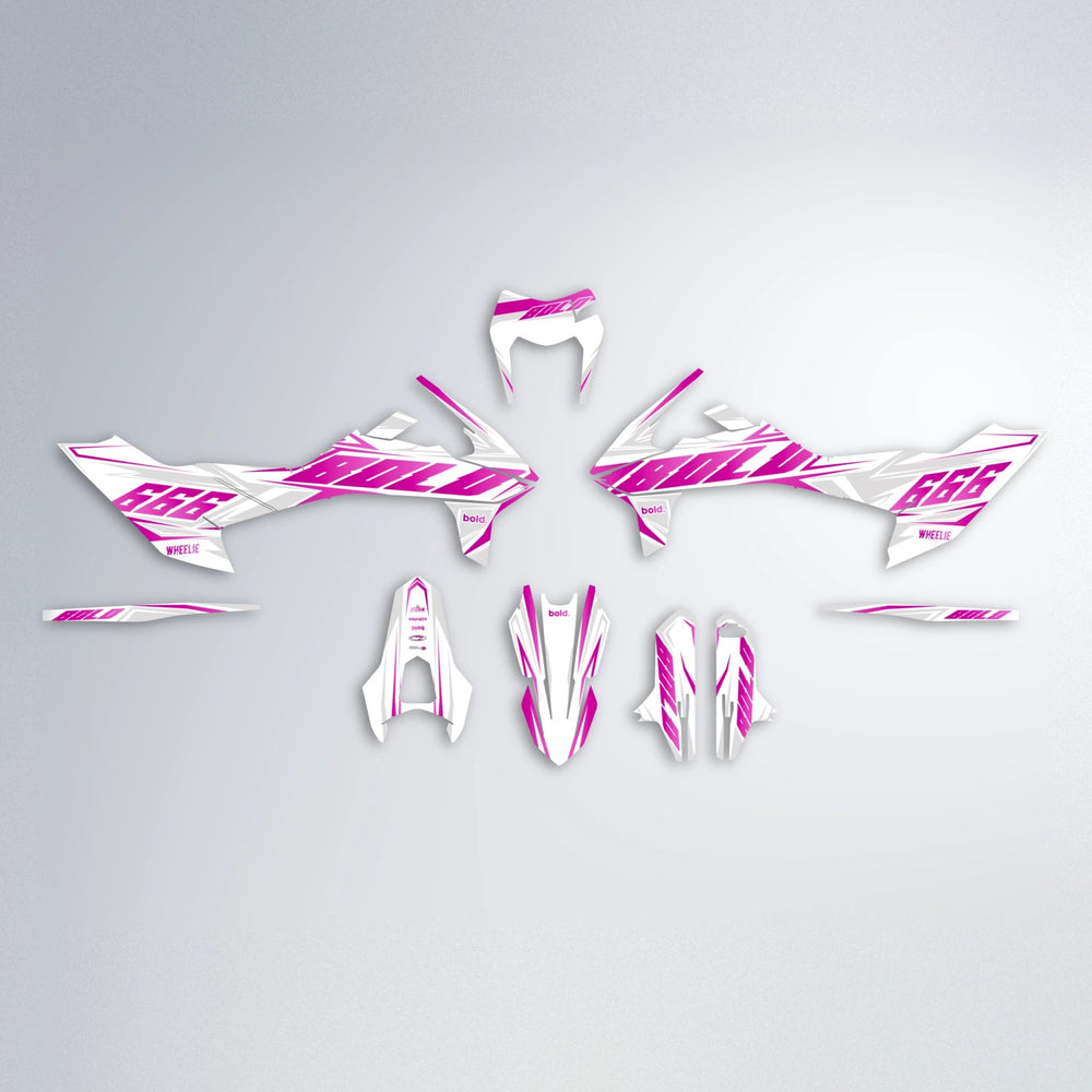 EKKE KTM SMC 690 graphics kit parts layout in Pink
