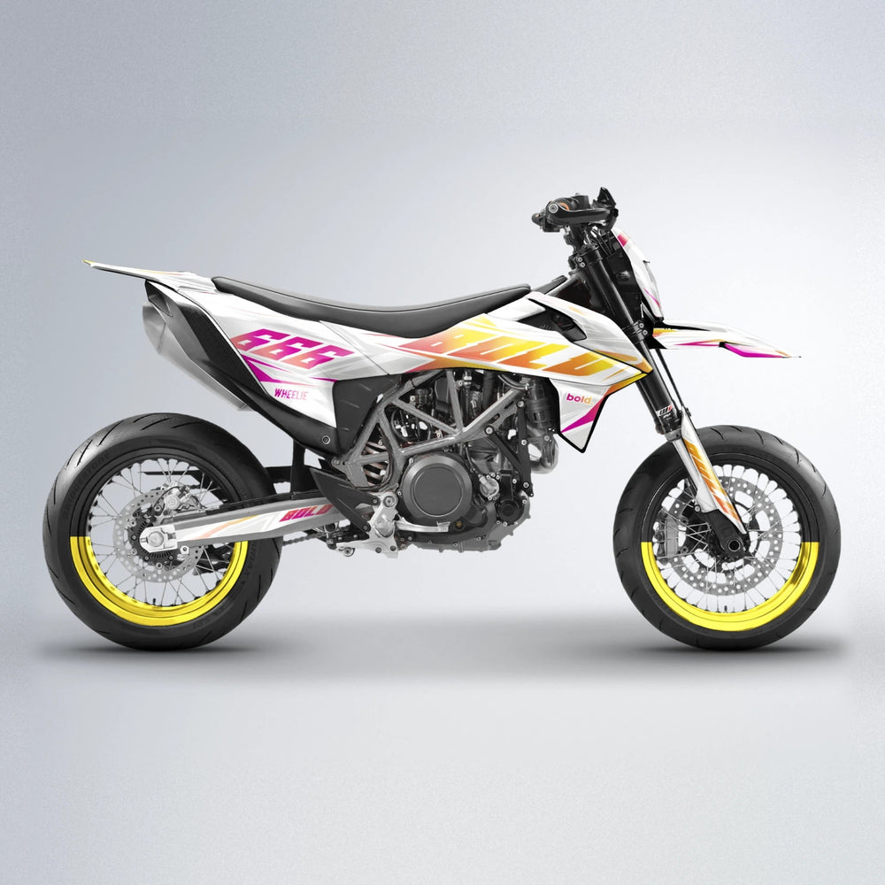 EKKE KTM SMC 690 supermoto graphics kit in Pink & Yellow