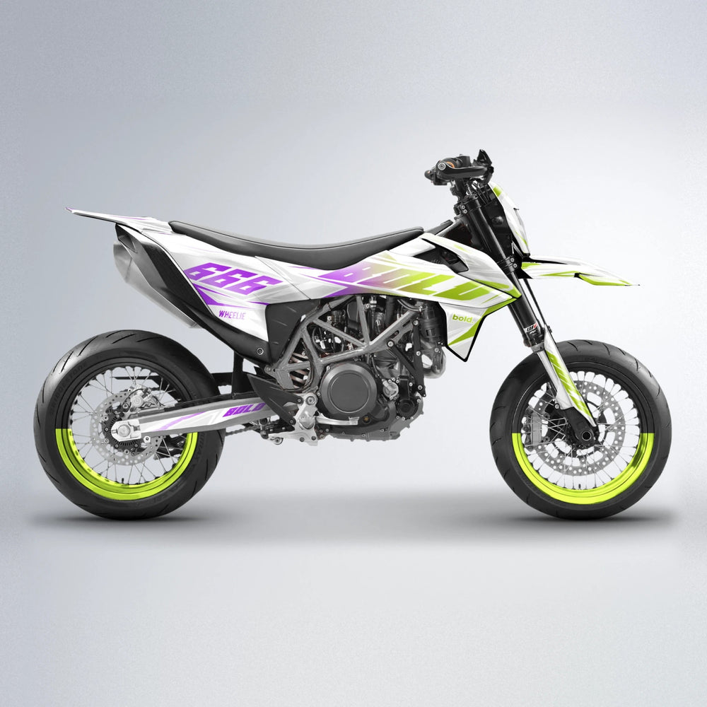EKKE KTM SMC 690 supermoto graphics kit in Purple & Yellow