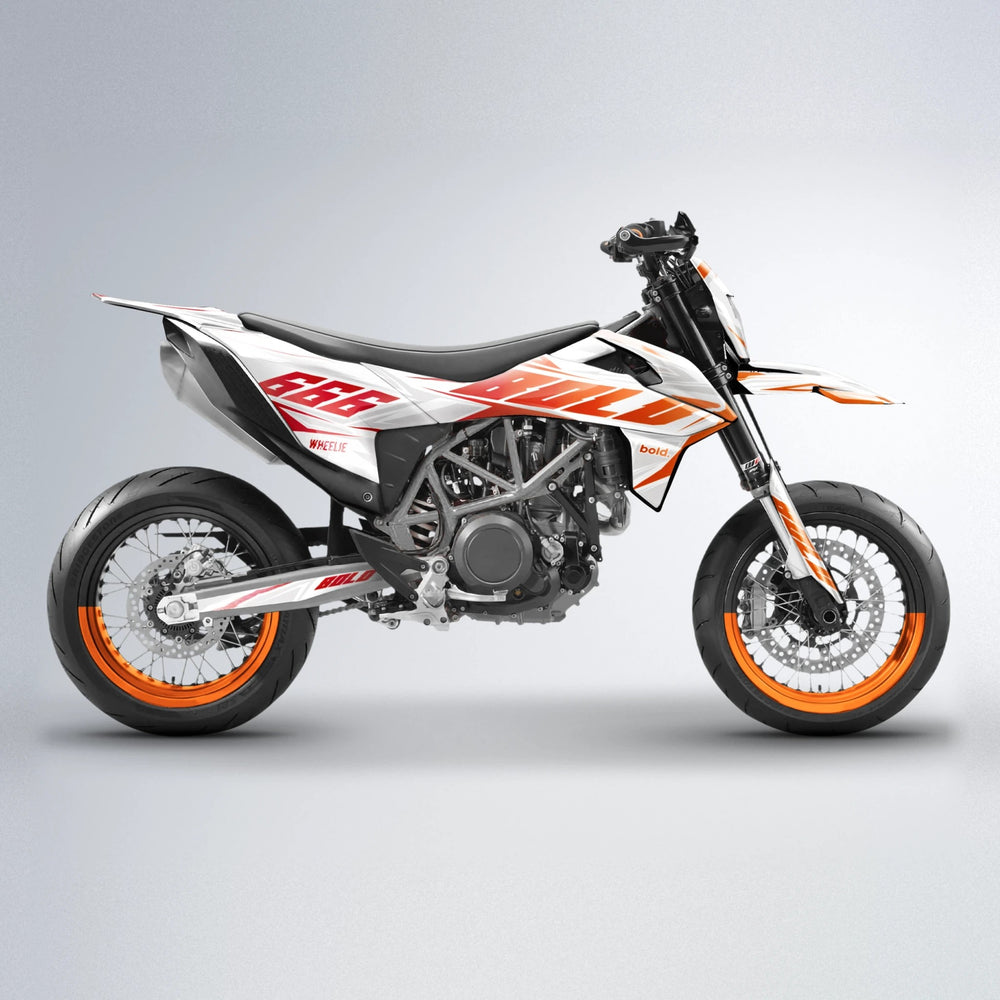 EKKE KTM SMC 690 supermoto graphics kit in Red & Orange