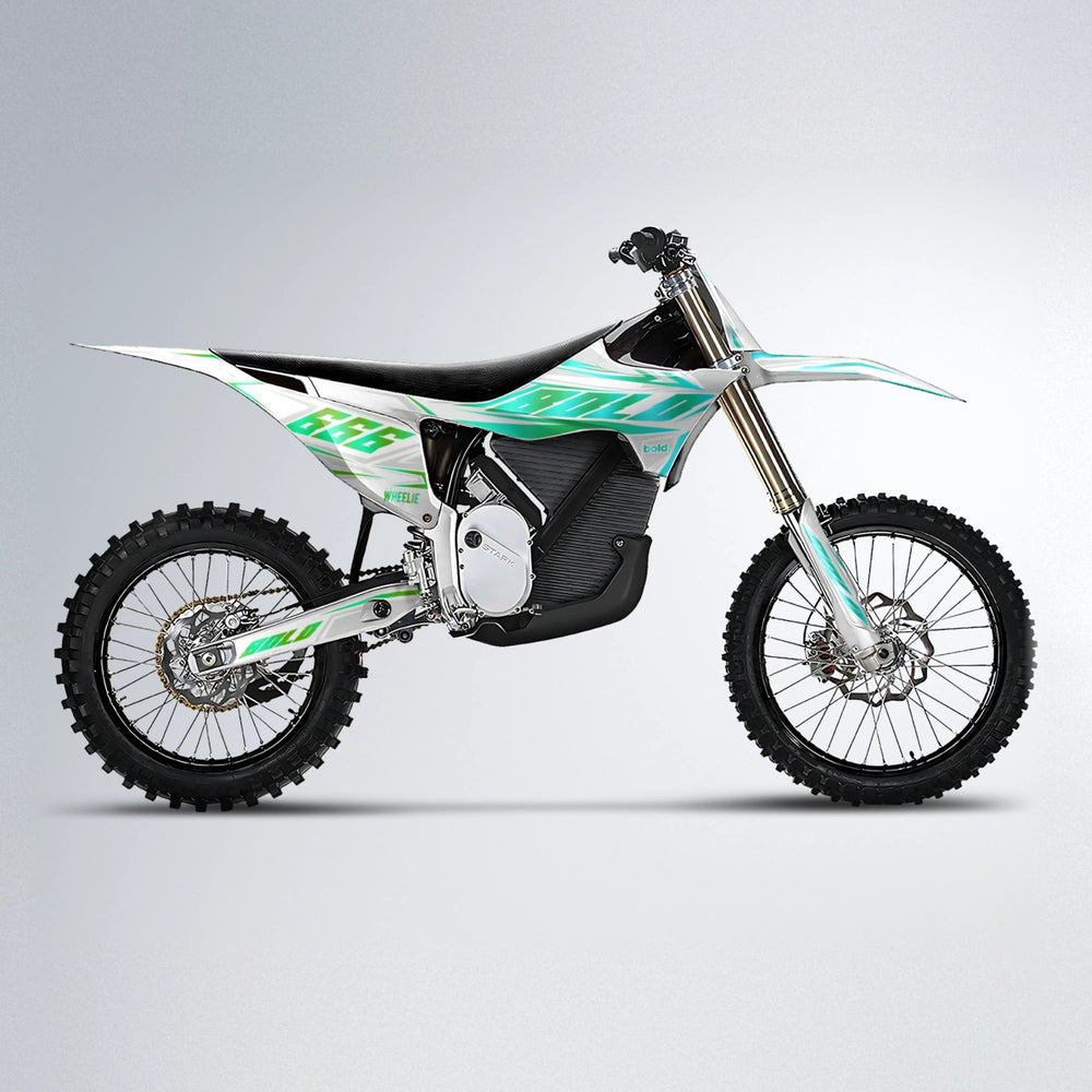 EKKE Stark Varg MX motocross graphics kit in Cyan & Green