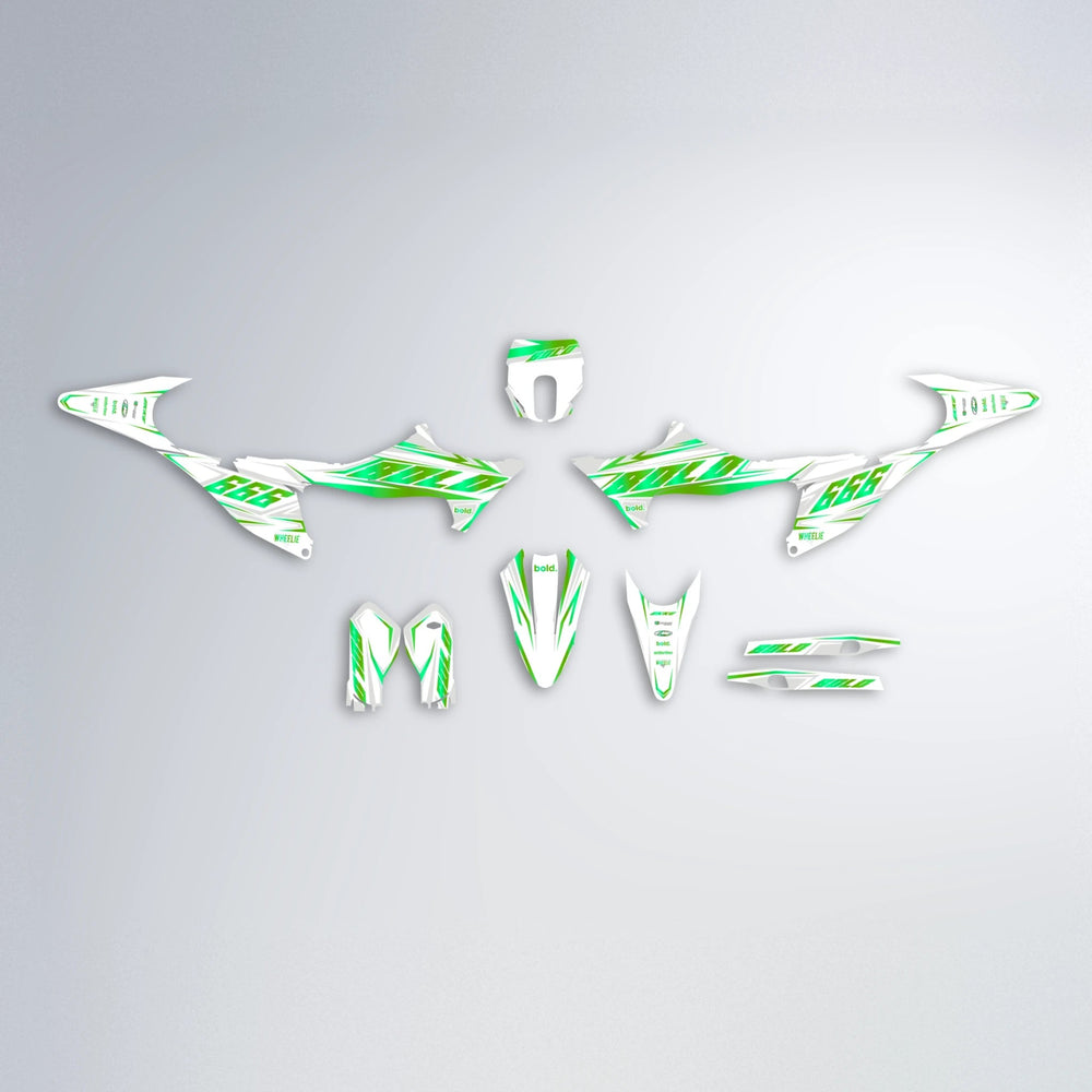 EKKE Stark Varg MX graphics kit parts layout in Green