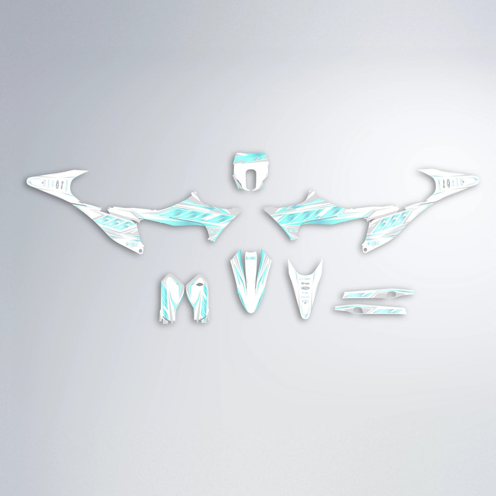 EKKE Stark Varg MX graphics kit parts layout in Mint