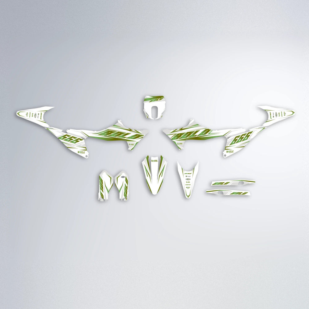 EKKE Stark Varg MX graphics kit parts layout in Olive