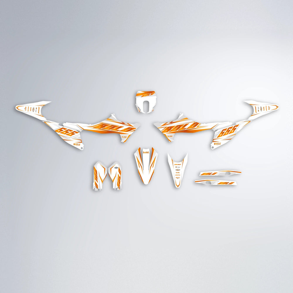 EKKE Stark Varg MX graphics kit parts layout in Orange