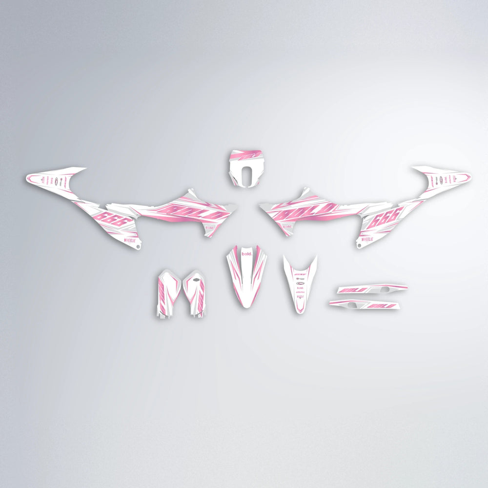 EKKE Stark Varg MX graphics kit parts layout in Sakura Pink