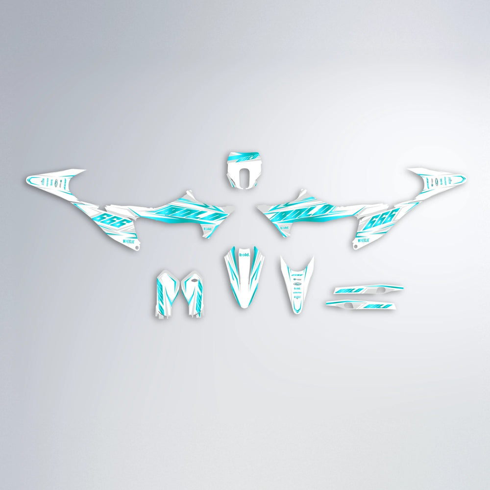 EKKE Stark Varg MX graphics kit parts layout in Teal