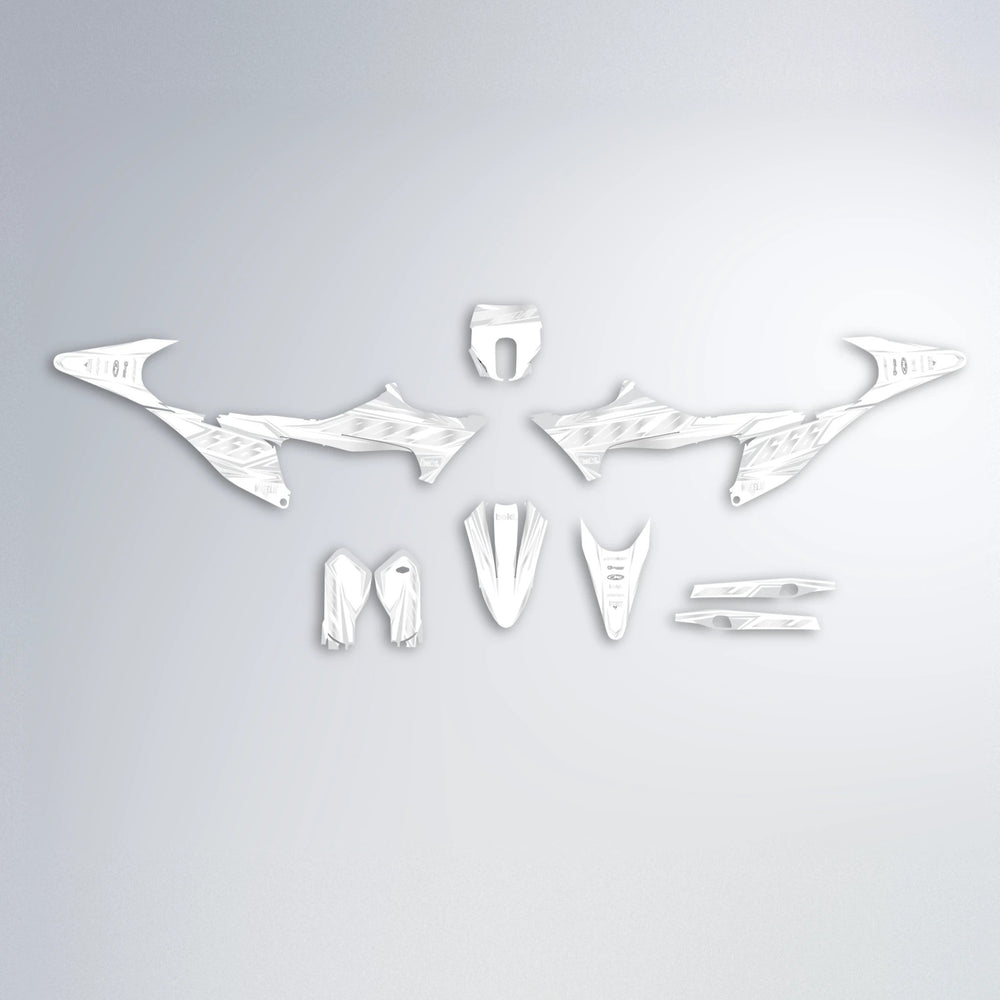 EKKE Stark Varg MX graphics kit parts layout in White