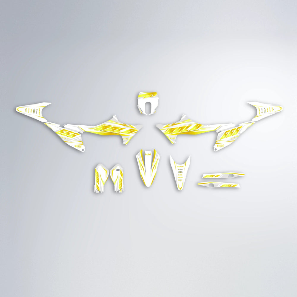 EKKE Stark Varg MX graphics kit parts layout in Yellow