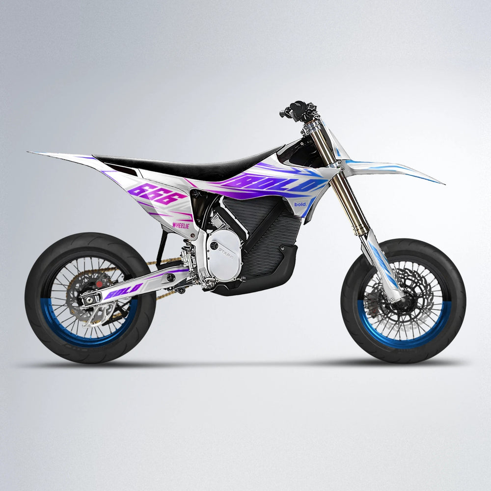 EKKE Stark Varg SM supermoto graphics kit in Blue Purple Fade
