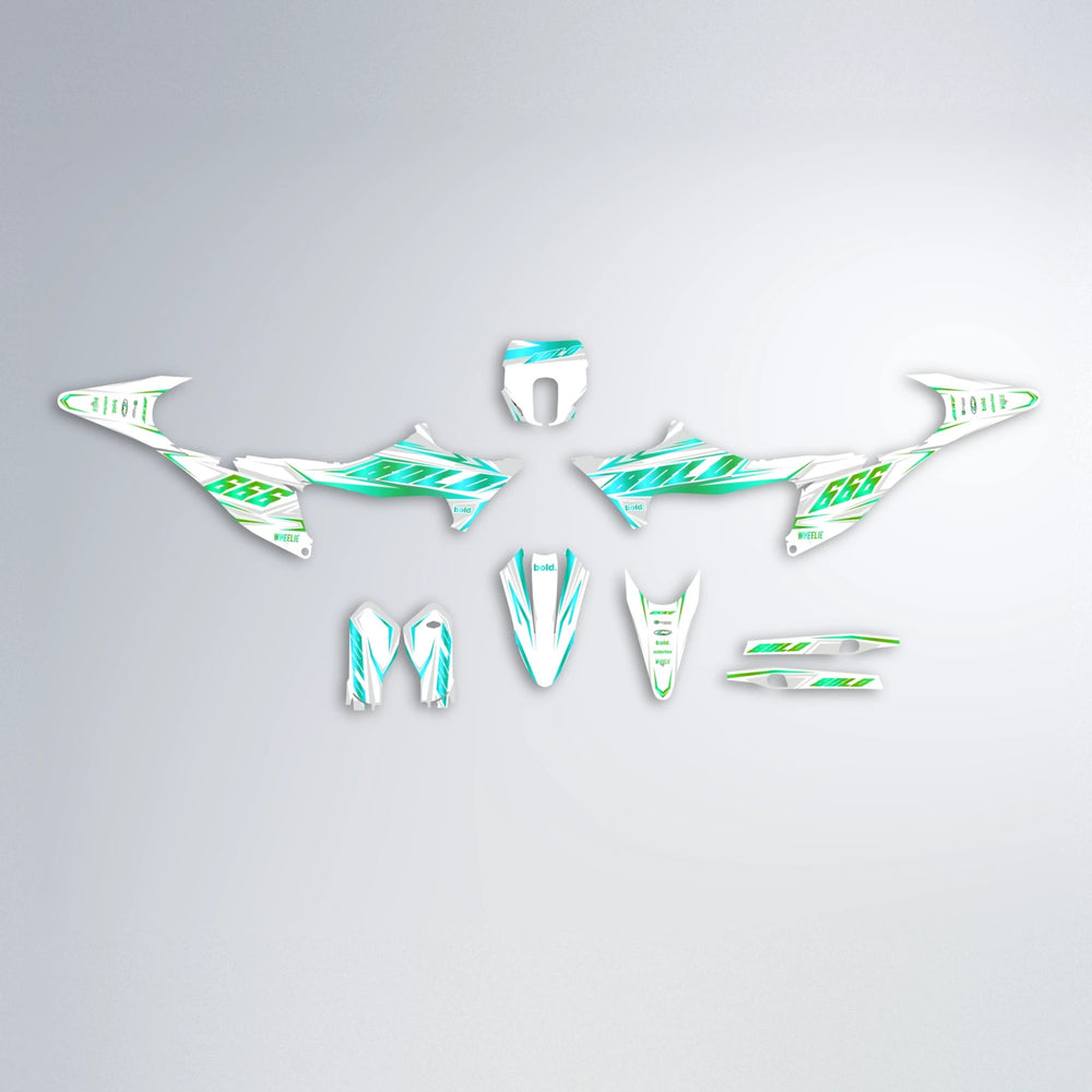 EKKE Stark Varg SM graphics kit parts layout in Cyan & Green
