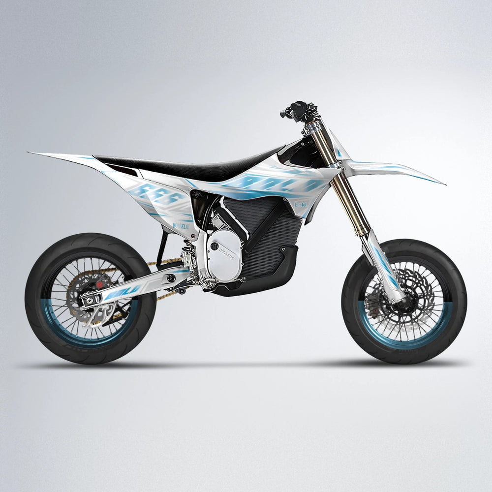 EKKE Stark Varg SM supermoto graphics kit in Light Blue & White