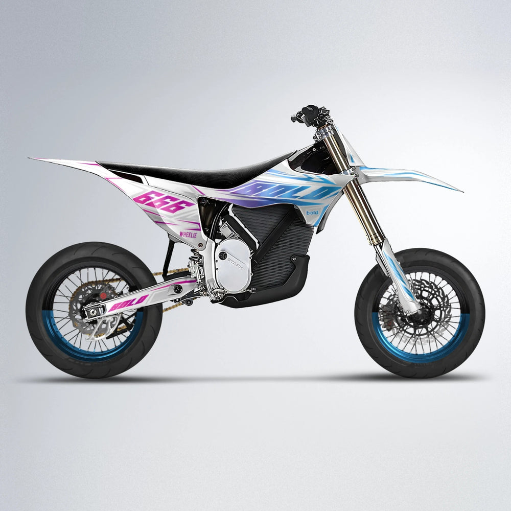 EKKE Stark Varg SM supermoto graphics kit in Pink & Light Blue