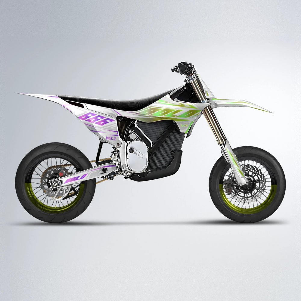 EKKE Stark Varg SM supermoto graphics kit in Purple & Yellow