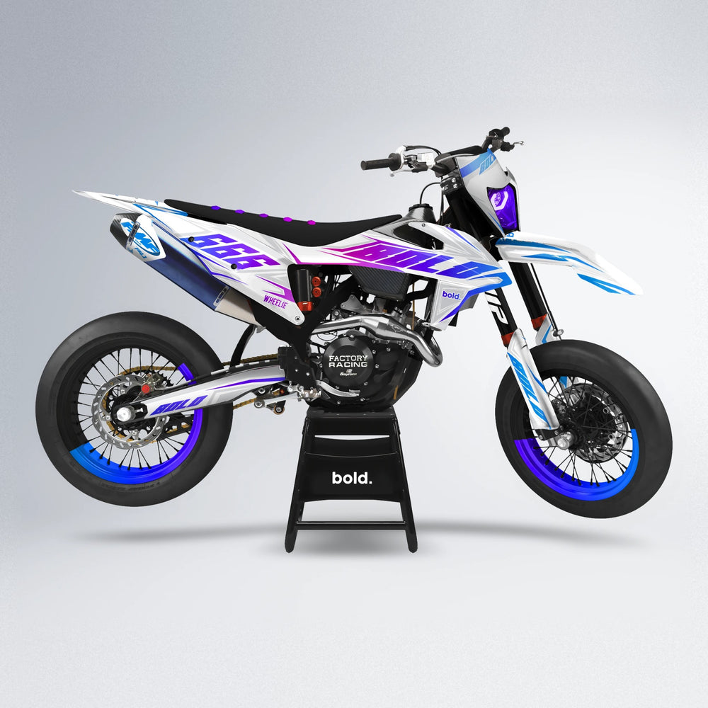 EKKE supermoto graphics kit in Blue Purple Fade
