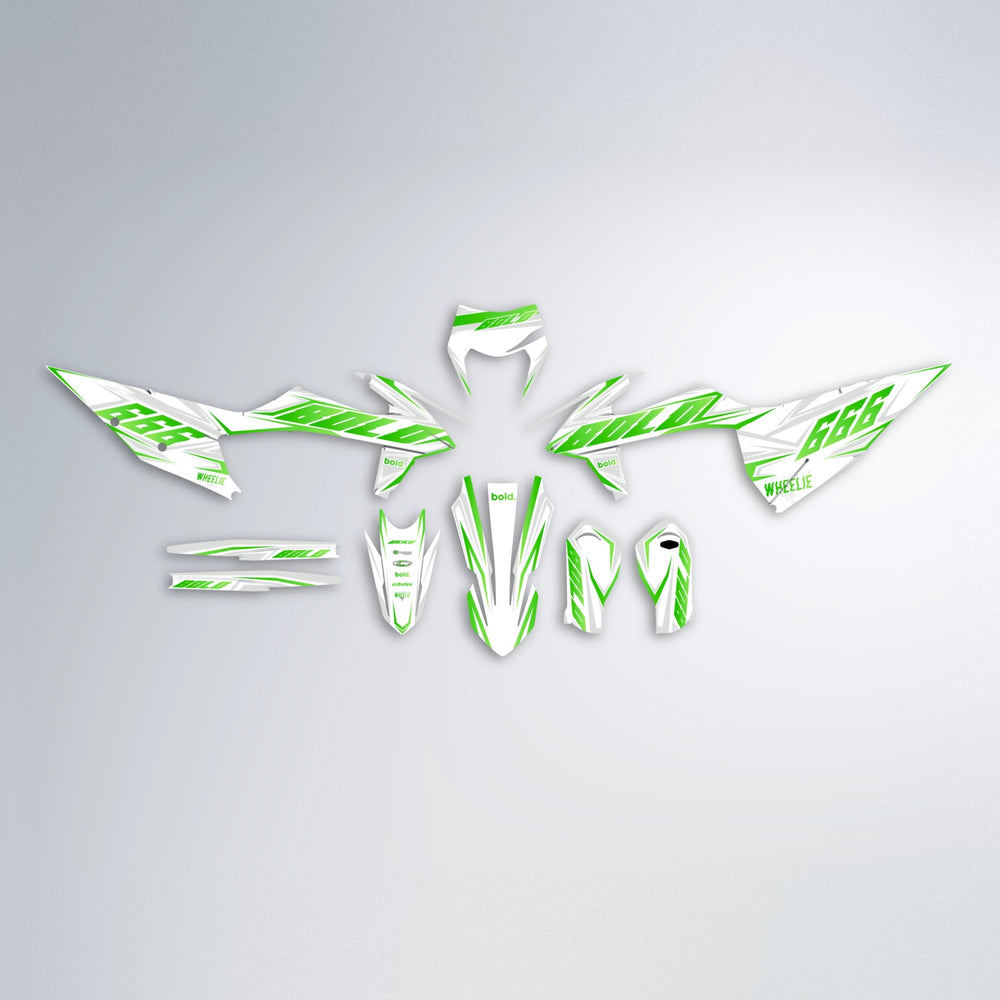 EKKE graphics kit parts layout in Green