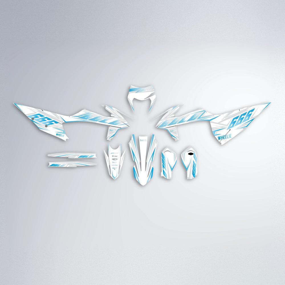 EKKE graphics kit parts layout in Light Blue & White