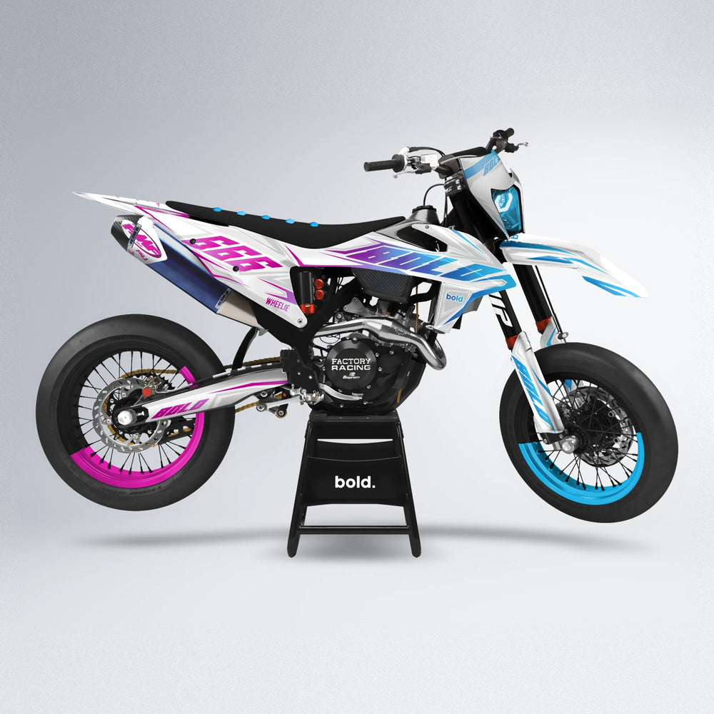 EKKE supermoto graphics kit in Pink & Light Blue