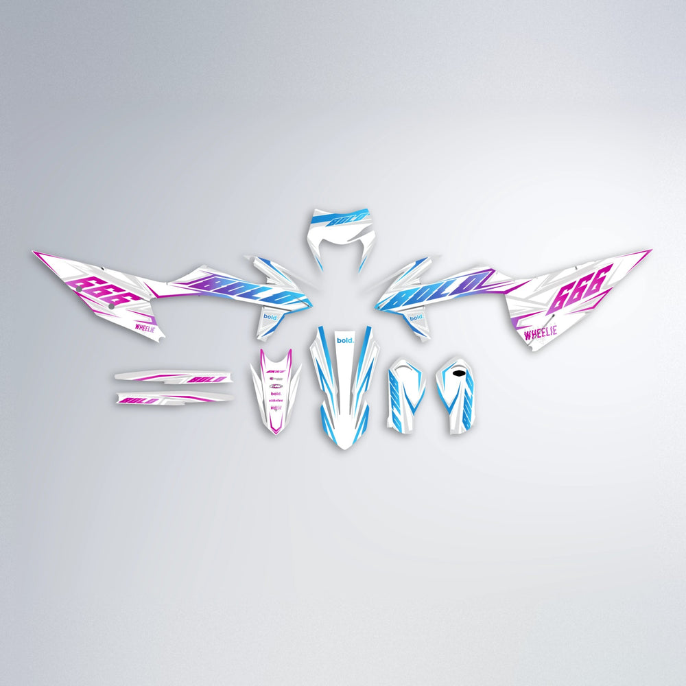 EKKE graphics kit parts layout in Pink & Light Blue