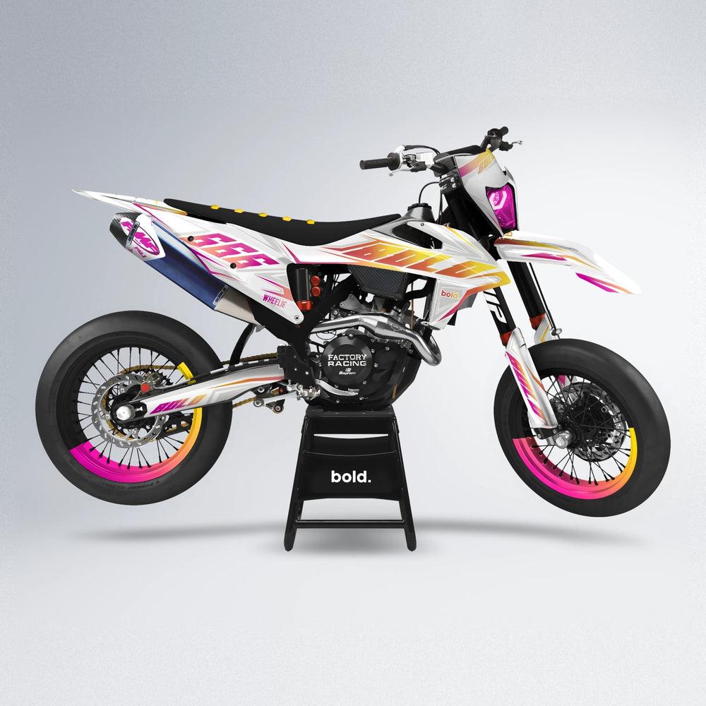 EKKE supermoto graphics kit in Pink & Yellow