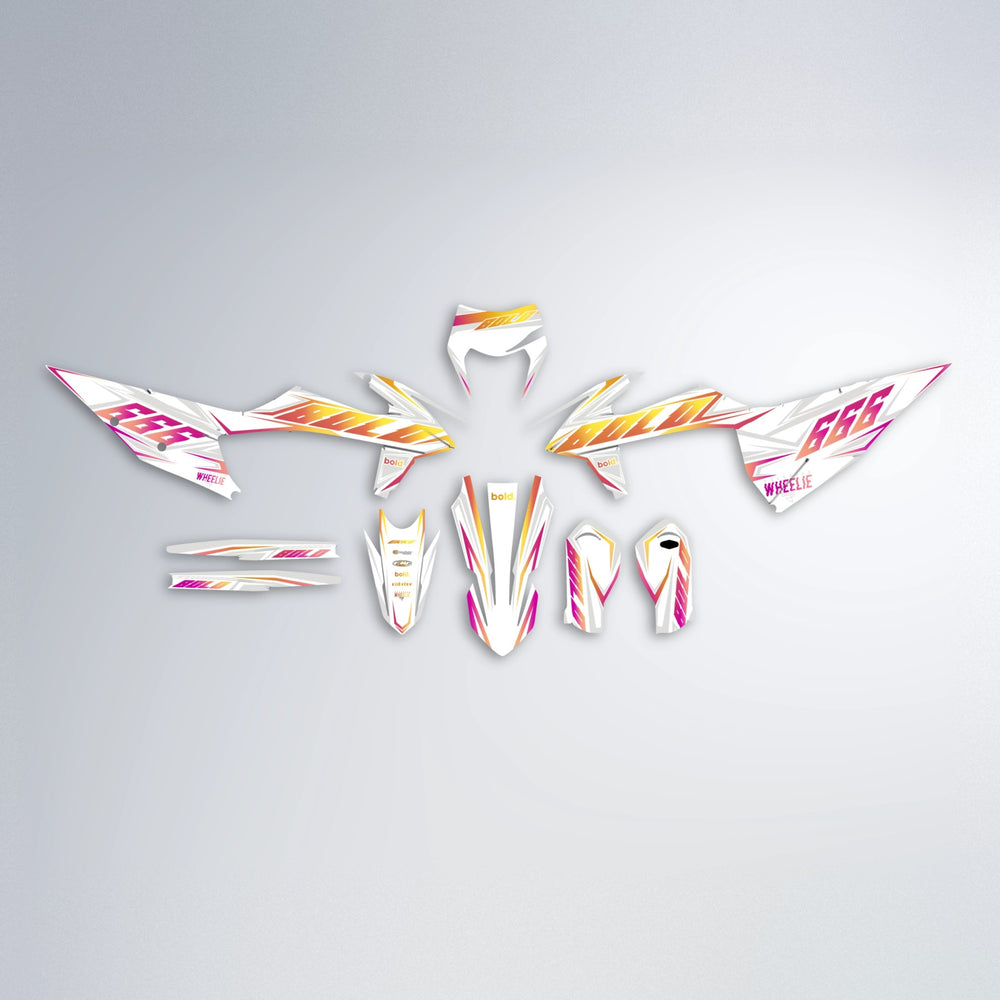 EKKE graphics kit parts layout in Pink & Yellow