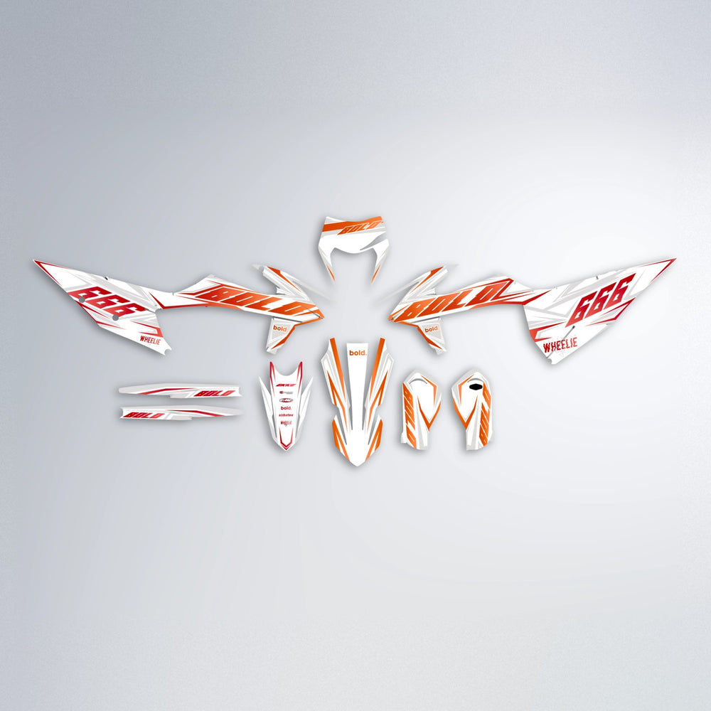 EKKE graphics kit parts layout in Red & Orange