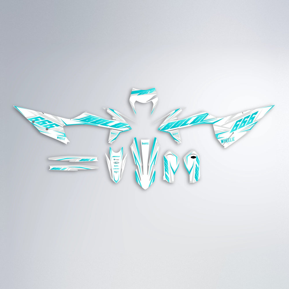 EKKE graphics kit parts layout in Teal