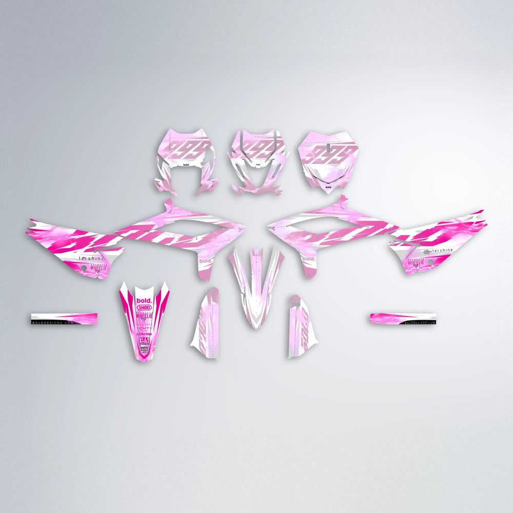 EKKE V2 Beta graphics kit parts layout in Flamingo