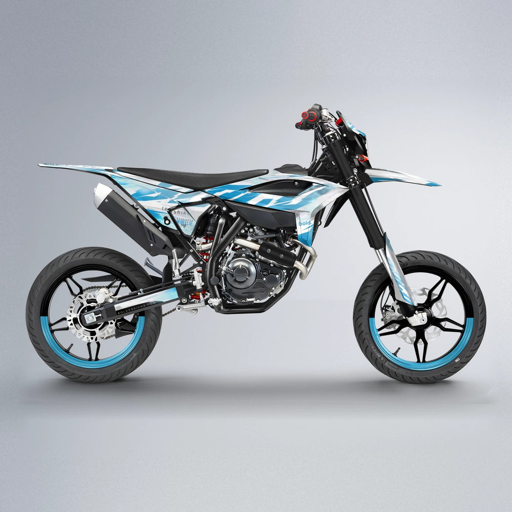 EKKE V2 Beta supermoto graphics kit in Light Blue & White