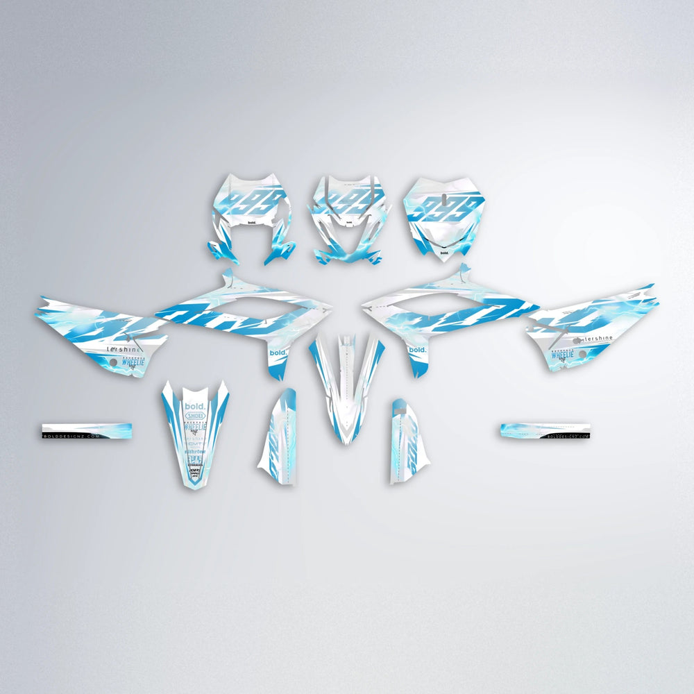 EKKE V2 Beta graphics kit parts layout in Light Blue & White