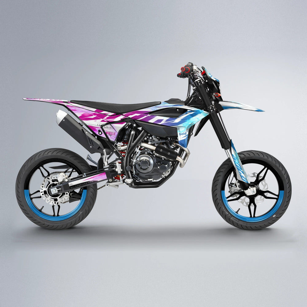 EKKE V2 Beta supermoto graphics kit in Pink & Light Blue
